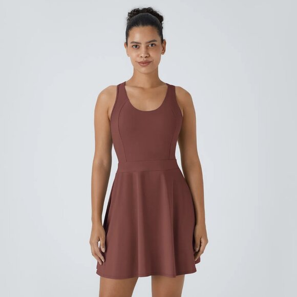 Backless Racerback Flare Mini Golf Active Dress - Picture 1 of 5